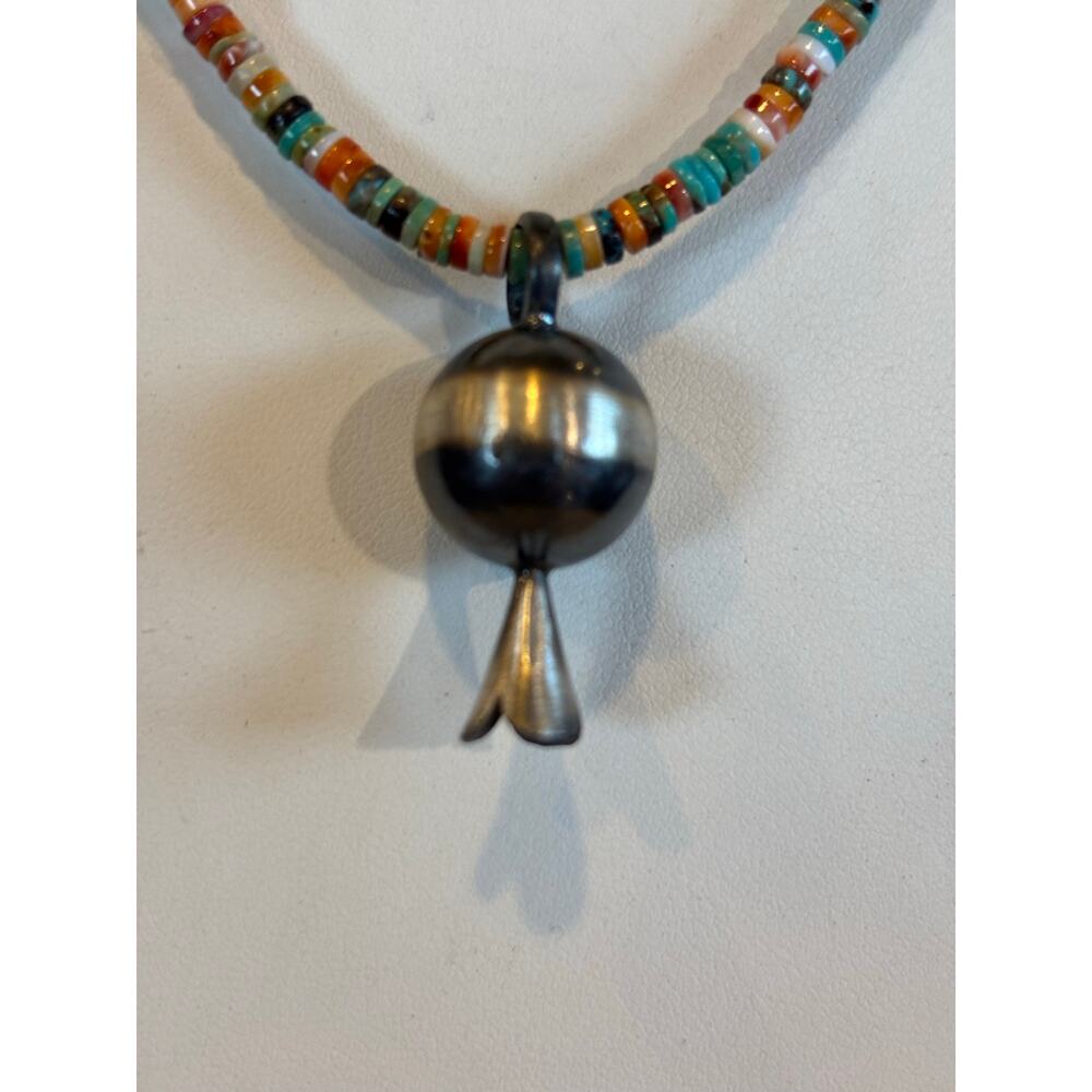 14mm Sterling Silver Pearl Bead Squash Blossom Charm Pendant - Picture 5 of 7